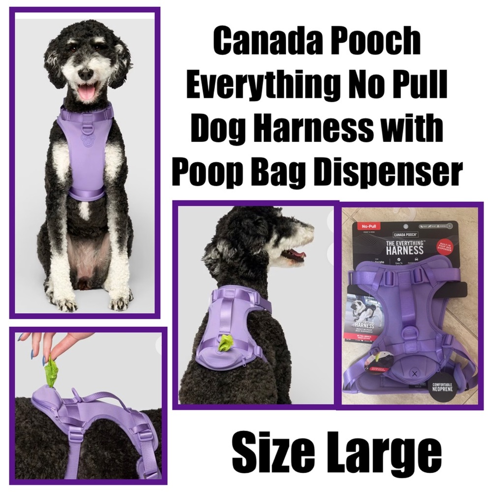 Canada Pooch Everything No Pull Dog Harness with Poop Bag Dispenser, Lavender